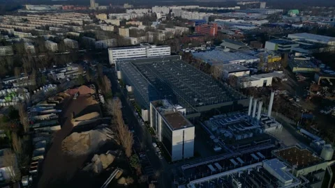 Data center building server cooling infrastructure. Best aerial view drone Stock Footage 324818340