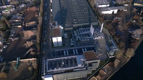 Data center building server cooling infrastructure. Lovely aerial view drone Stock Footage 324949822