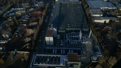 Data center building server cooling infrastructure. Nice aerial view drone Stock Footage 324950329