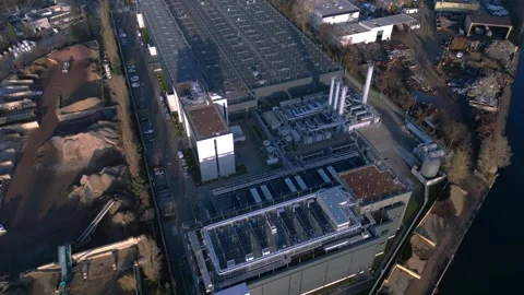 Data center building server cooling infrastructure. Best aerial view drone Stock Footage 324950331
