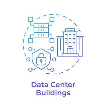 Data center buildings blue gradient concept icon Stock Illustration