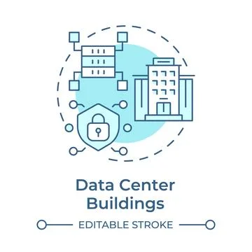 Data center buildings soft blue concept icon Stock Illustration