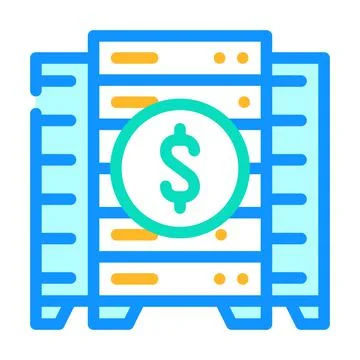 Data center business intelligence color icon vector illustration Illustrazione stock