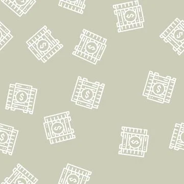 Data center business intelligence line vector seamless pattern Stock Illustration