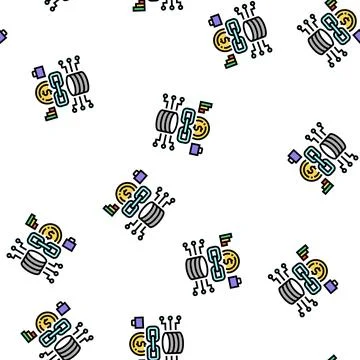 Data center business vector seamless pattern Stock Illustration