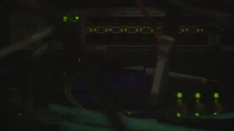 Data center cables and lights Stock Footage 145193582