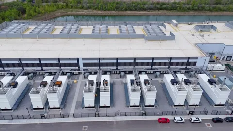 Data center campus in Hilliard Ohio, modern technology computing infrastructure Stock Footage 337221539