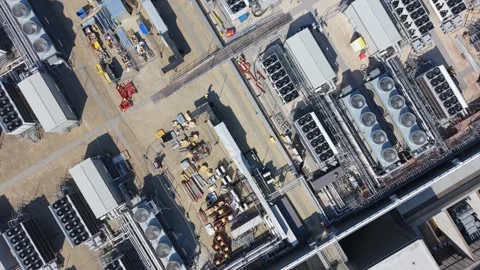 Data Center Campus Infrastructure on a Sunny Day From Above Stock Footage 337528046