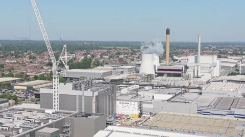 Data Center Campus Under Construction and Active Operations on Sunny Day Stock Footage 338013465