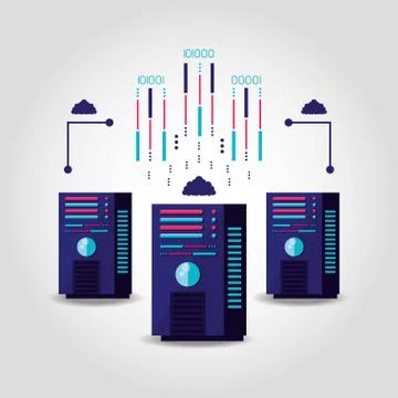 Data center with circuit isolated icon Illustrazione stock