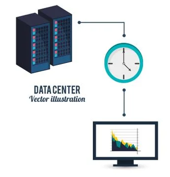 Data center clock computer information transfer 스톡 일러스트