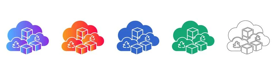 Data Center Cloud Architecture Icons Stock Illustration