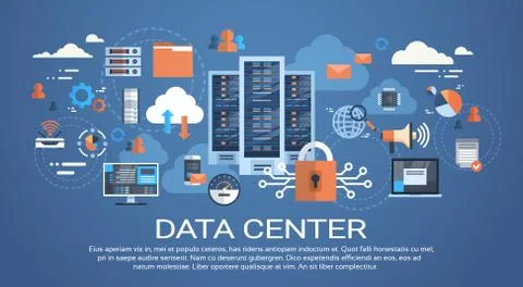 Data Center Cloud Computer Connection Hosting Server Database Synchronize Stock Illustration