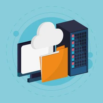 Data center cloud computing folder 스톡 일러스트