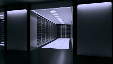 Data center cloud computing loop loopable rack servers Stock Footage