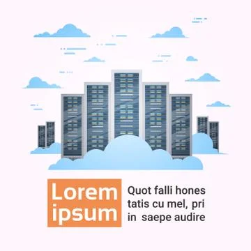 Data Center Cloud Connection Hosting Server Computer Information Database Illustrazione stock