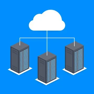 Data Center Cloud Connection Hosting Server Computer Information Database Syn Stock Illustration