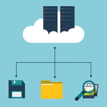 Data center cloud floppy folder search picture Stockillustratie