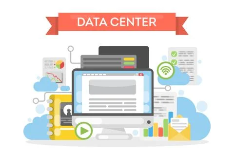 Data center cloud. Stock Illustration