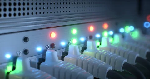 Data center cloud network router and switch. 4k UHD seamless loop Video stock 89008410