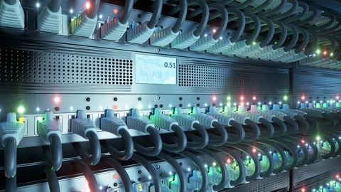 Data center cloud network router and switch. 8k UHD seamless loop Stock Footage 89714495