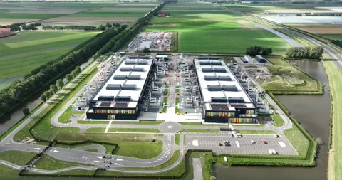 Data center, cloud storage infrastructure, big data server in The Netherlands. Stock Footage 282503153