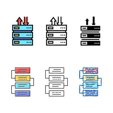 Data center color set icon vector 库存插图