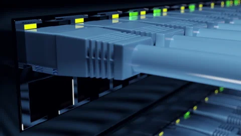 Data center with communication equipment transfering data through the internet Stock Footage 168711644