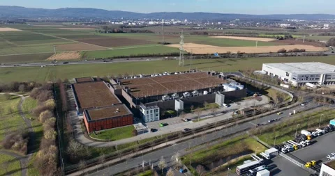 Data center complex building, the Data Center FRA-2, computing center, cloud Stock Footage 304132369