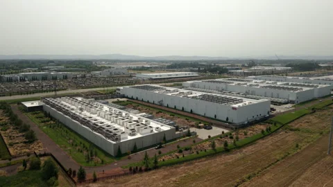 Data Center Complexes in Hillsboro, Oregon Stock Footage 346513249