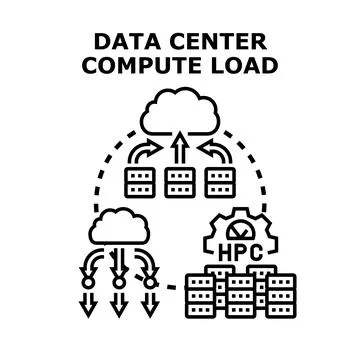 Data center compute load managing cloud computing infrastructure 스톡 일러스트