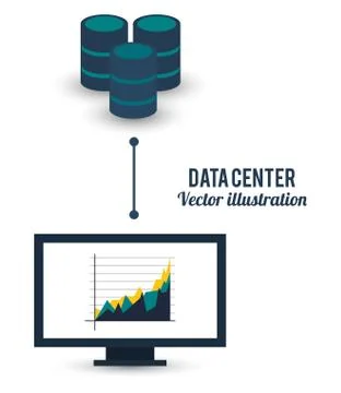 Data center computer business graph connected Stock Illustration