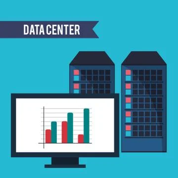 Data center computer financial graph Stock Illustration