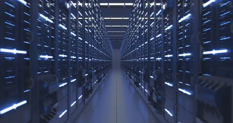 Data Center Computer Racks In Network Security Server Room or Cryptocurrency Stock Footage 155806817