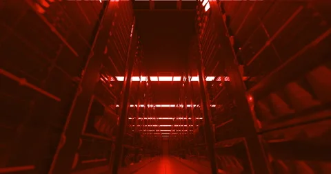 Data Center Computer Racks In Network Security Server Room or Cryptocurrency Stock Footage