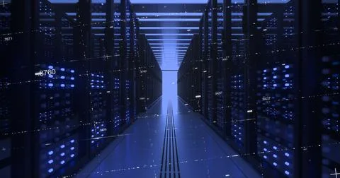 Data Center Computer Racks In Network Security Server Room Cryptocurrency Mining Illustrazione stock