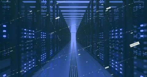 Data Center Computer Racks In Network Security Server Room Cryptocurrency Mining Stock Illustration