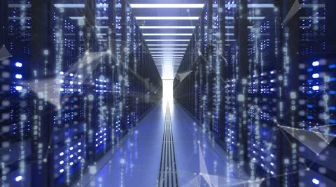 Data Center Computer Racks In Network Security Server Room Cryptocurrency Mining Stock Illustration