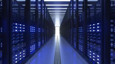 Data Center Computer Racks In Network Security Server Room Cryptocurrency Mining Stock Illustration