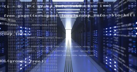 Data Center Computer Racks In Network Security Server Room Cryptocurrency Mining Stock Illustration