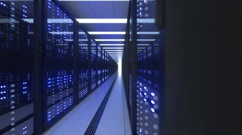 Data Center Computer Racks In Network Security Server Room Cryptocurrency Mining Stock Illustration