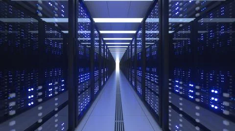 Data Center Computer Racks In Network Security Server Room Cryptocurrency Mining Stock Illustration