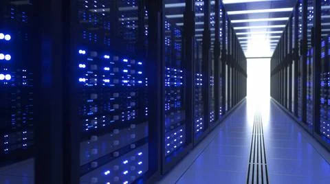 Data Center Computer Racks In Network Security Server Room Cryptocurrency ... Stock Photos