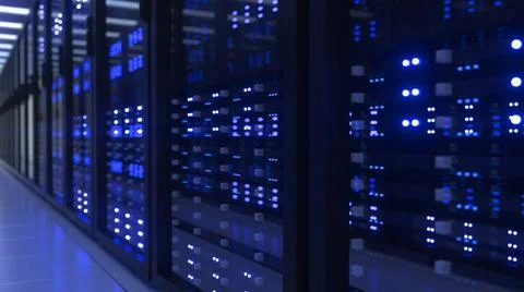 Data Center Computer Racks In Network Security Server Room Cryptocurrency ... Stock Photos