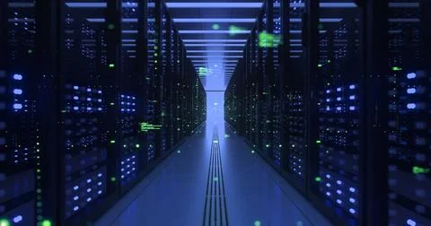 Data Center Computer Racks In Network Security Server Room Cryptocurrency ... Foto stock