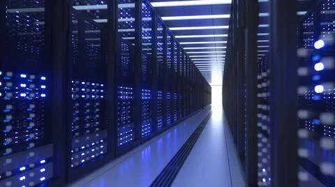 Data Center Computer Racks In Network Security Server Room Cryptocurrency ... Foto stock