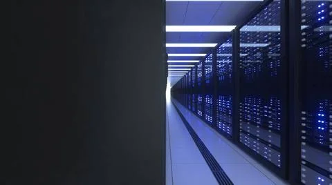 Data Center Computer Racks In Network Security Server Room Cryptocurrency ... Stock Photos