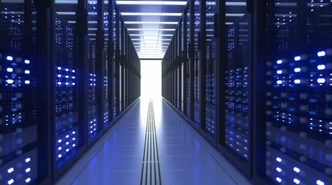 Data Center Computer Racks In Network Security Server Room Cryptocurrency ... Stock Photos