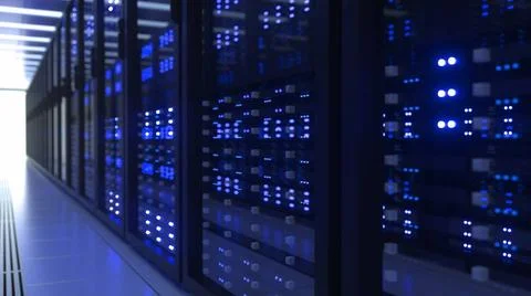 Data Center Computer Racks In Network Security Server Room Cryptocurrency ... Stock Photos