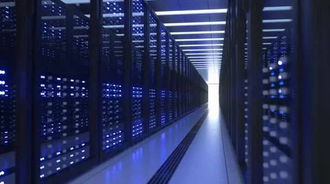 Data Center Computer Racks In Network Security Server Room Cryptocurrency ... Foto stock